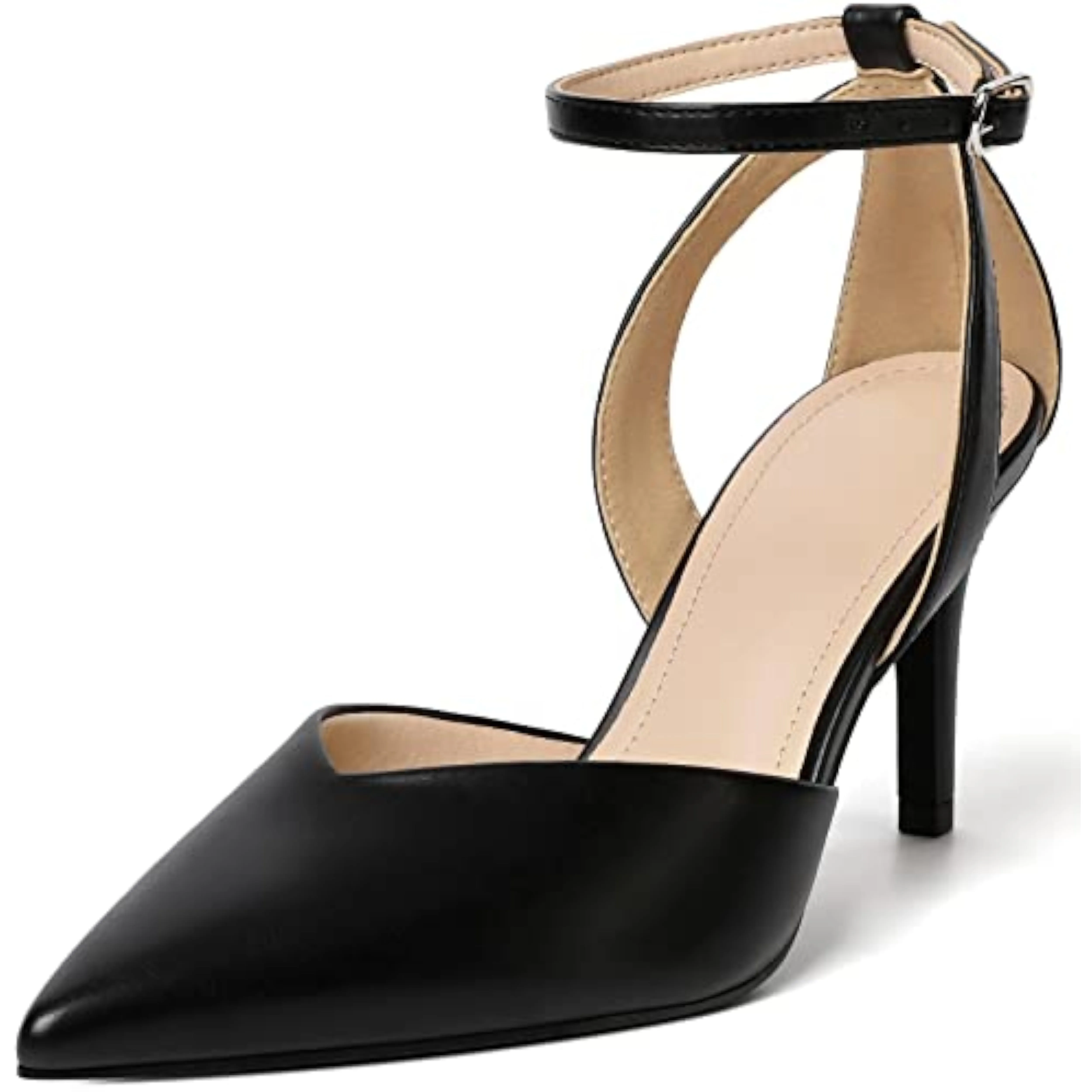 Chic White Ankle Strap Closed Toe 3 Inch Heels